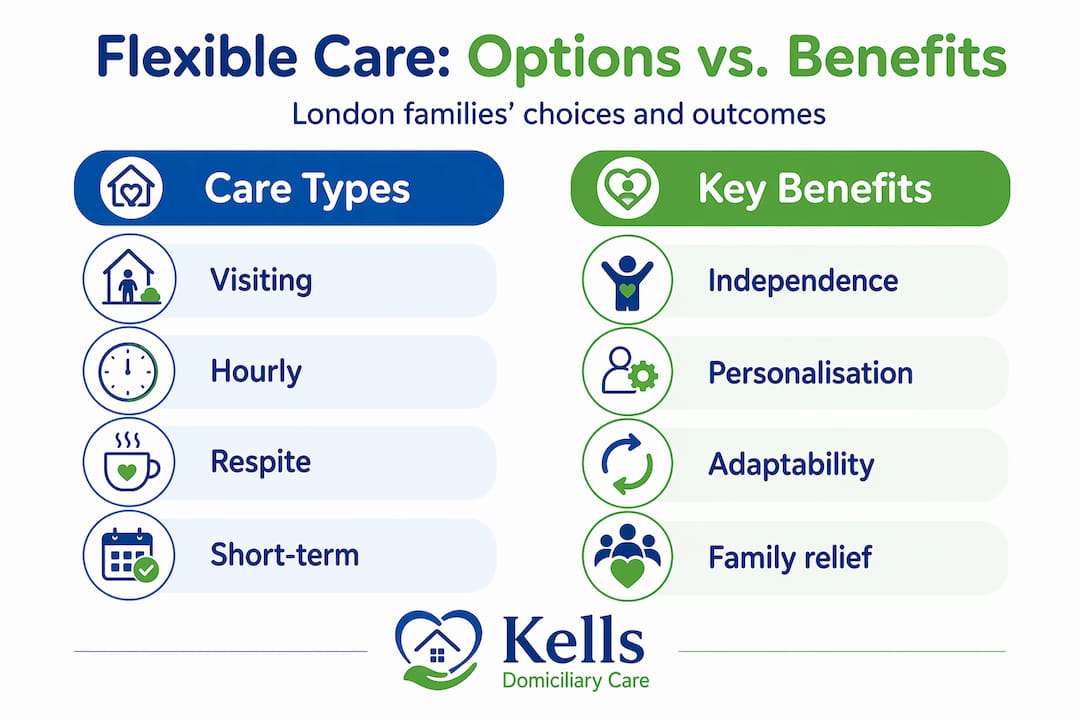 Infographic comparing care types and benefits for London families