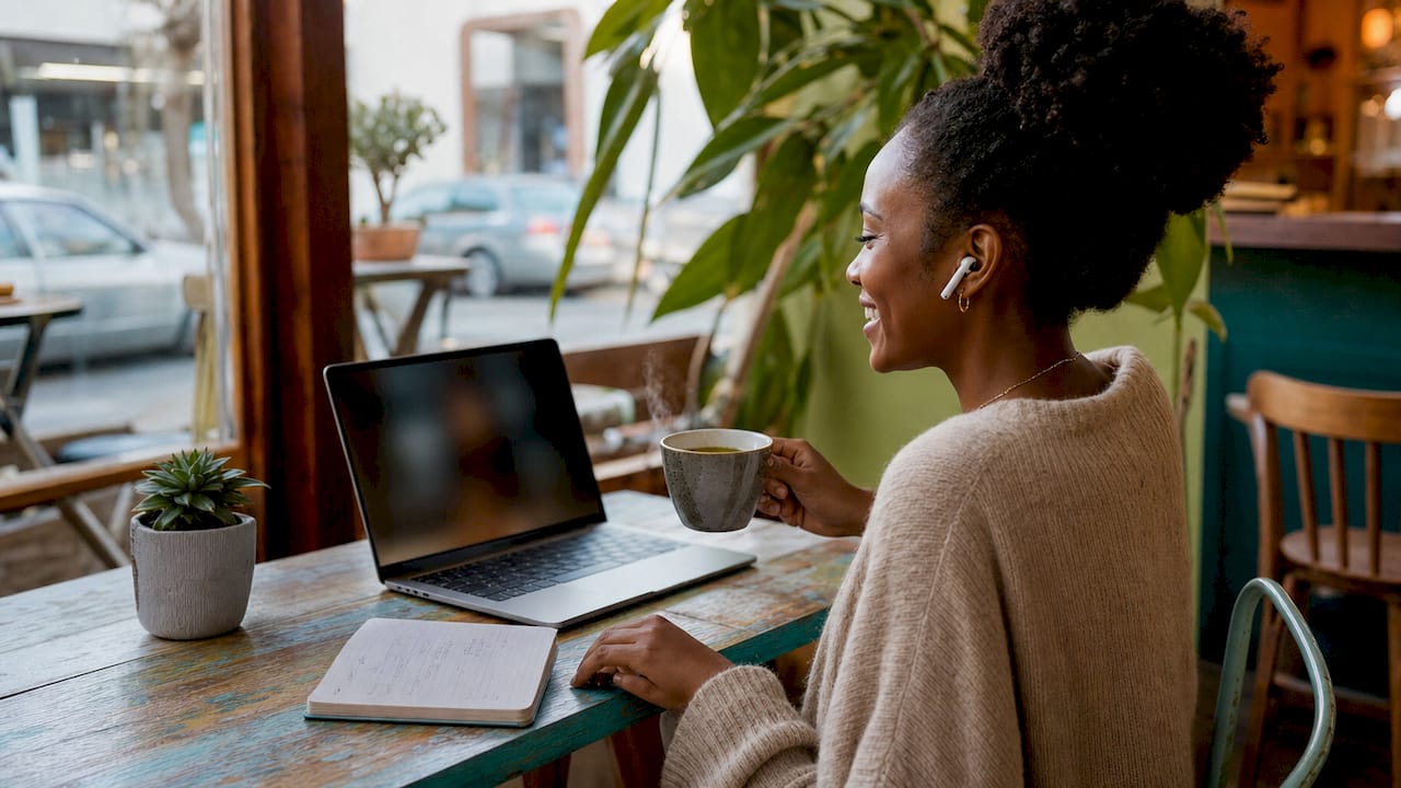 Remote caregiver video call at home kitchen