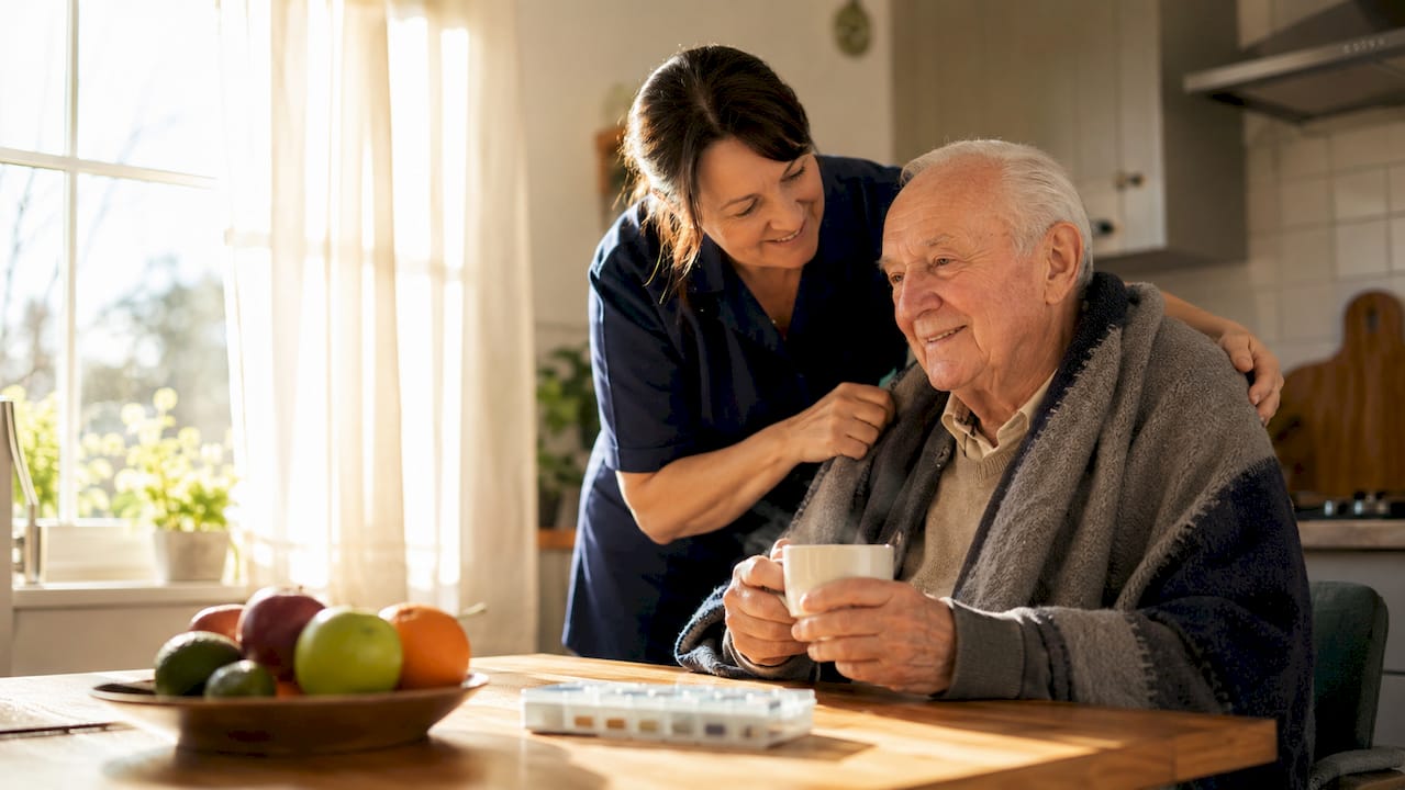 Caregiver providing practical support at home