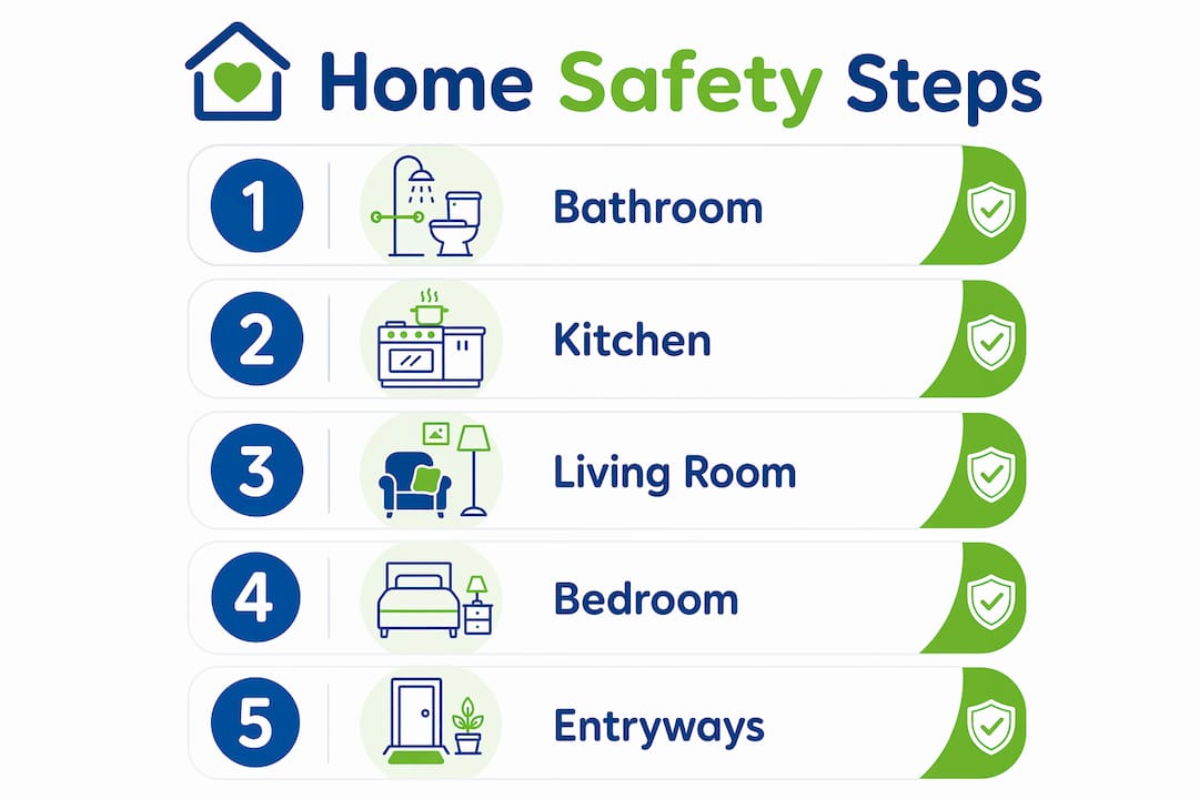 Infographic listing home safety modification steps