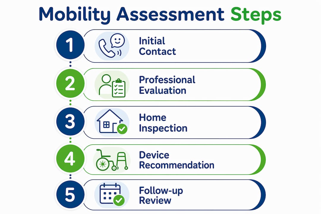 Infographic outlining mobility support assessment steps