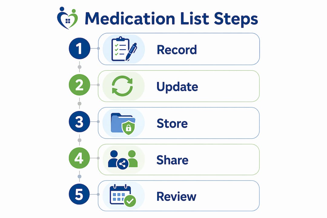 Infographic of medication list steps
