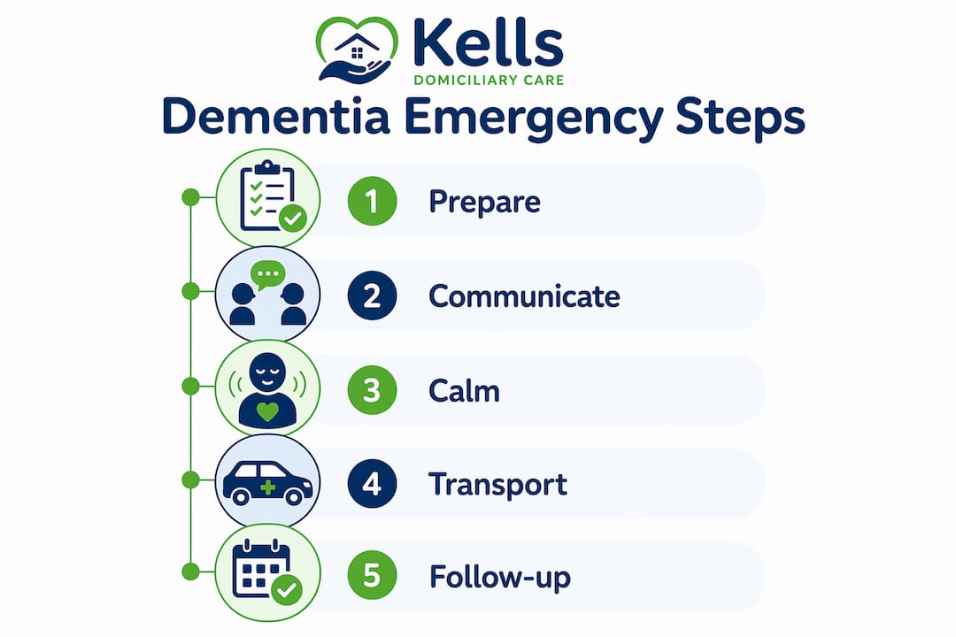 Infographic showing key steps for dementia emergency preparation