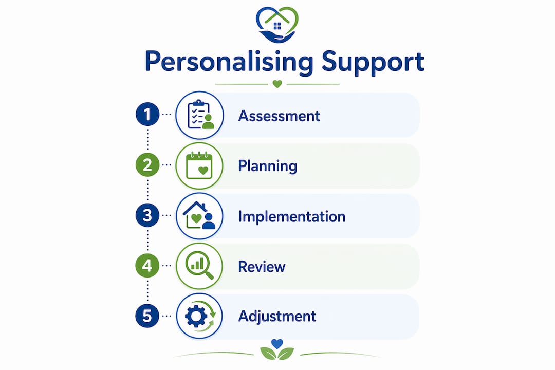 Infographic illustrating stages of personalising autism support