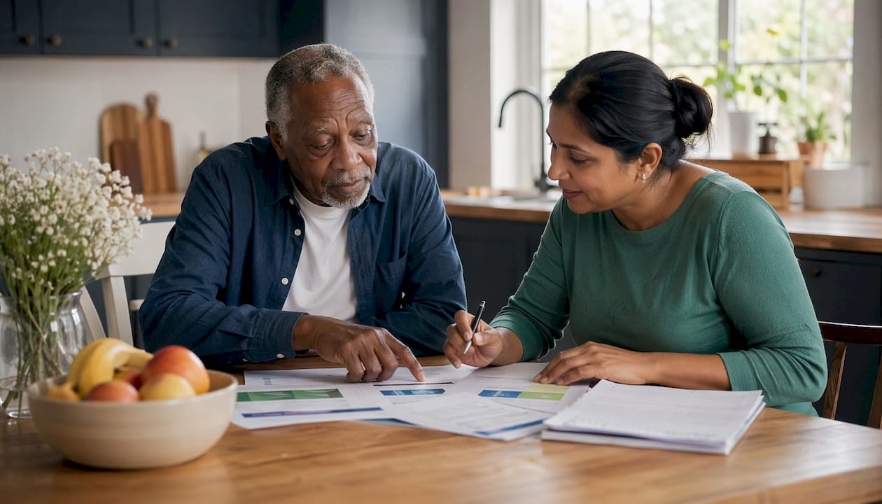 Family discussing CQC home care ratings