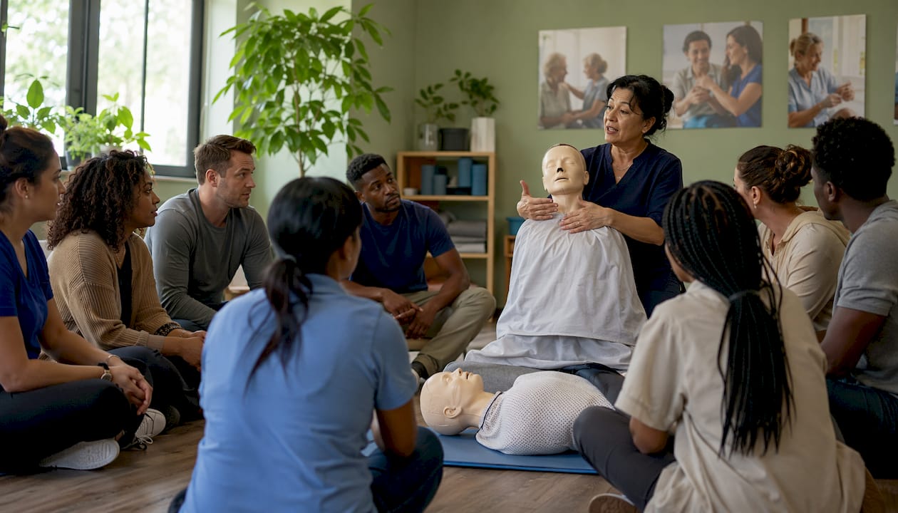 London care workers attending training session