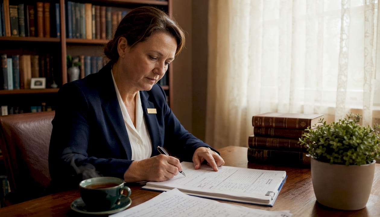 Health inspector recording care service evaluation