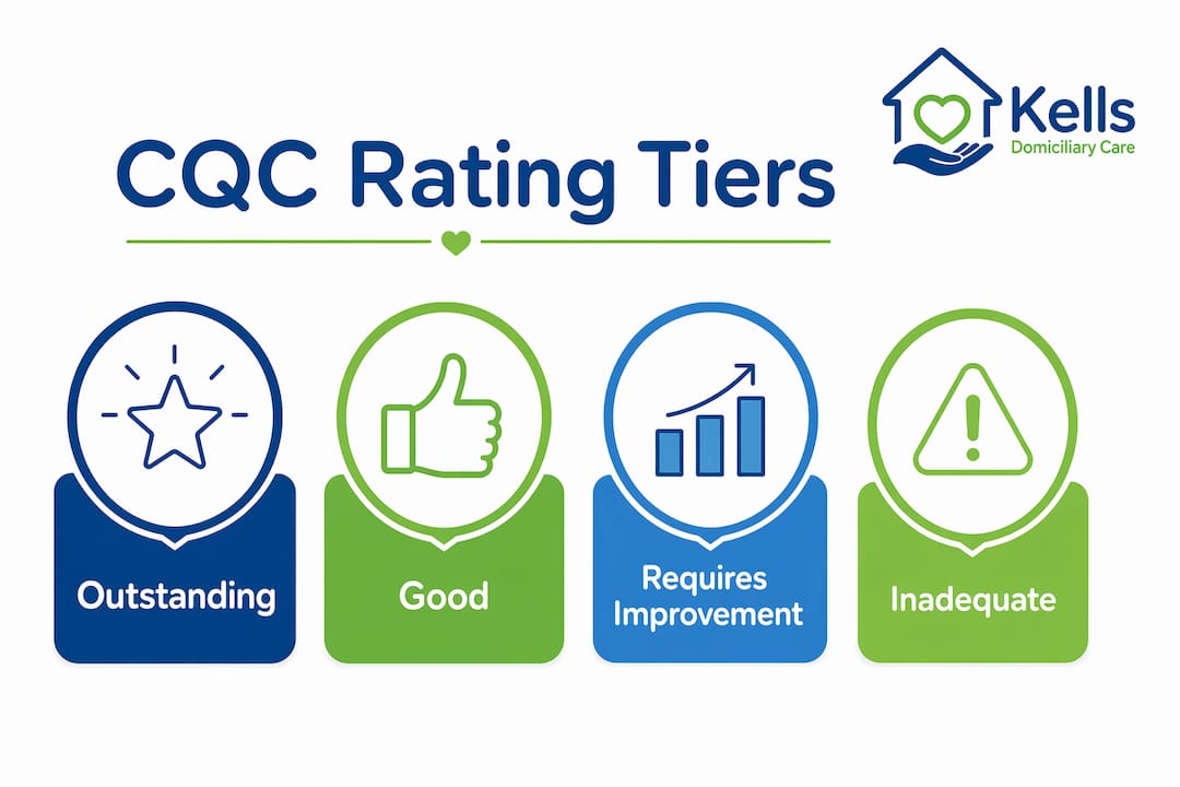 Infographic showing CQC rating scoring tiers