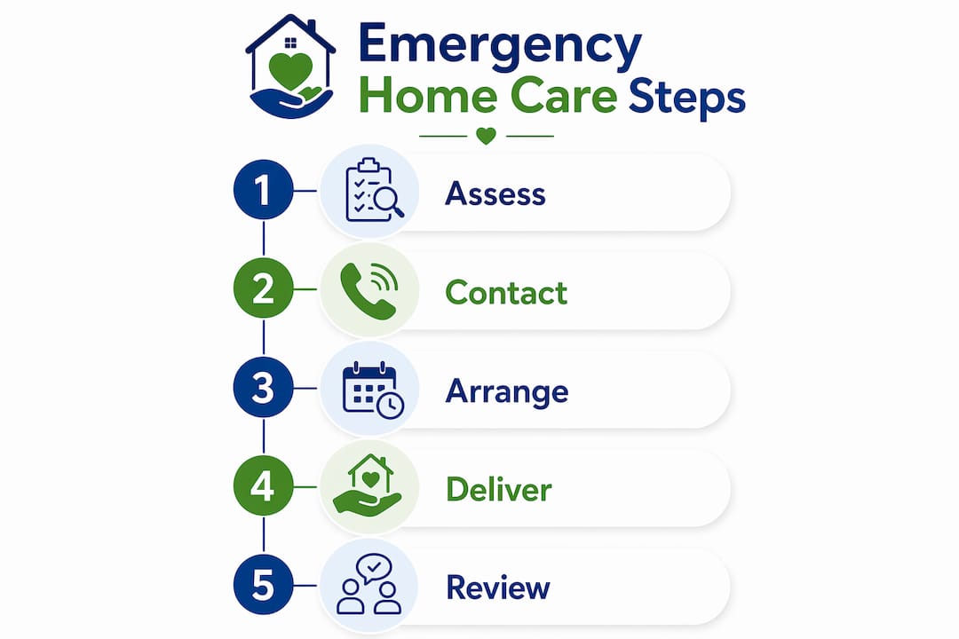 Infographic showing emergency home care steps