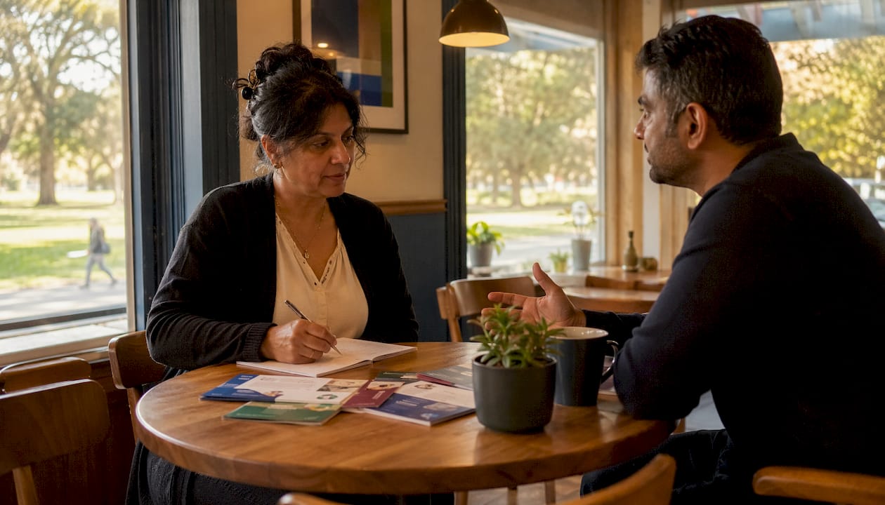 Woman consulting care advisor about domiciliary funding