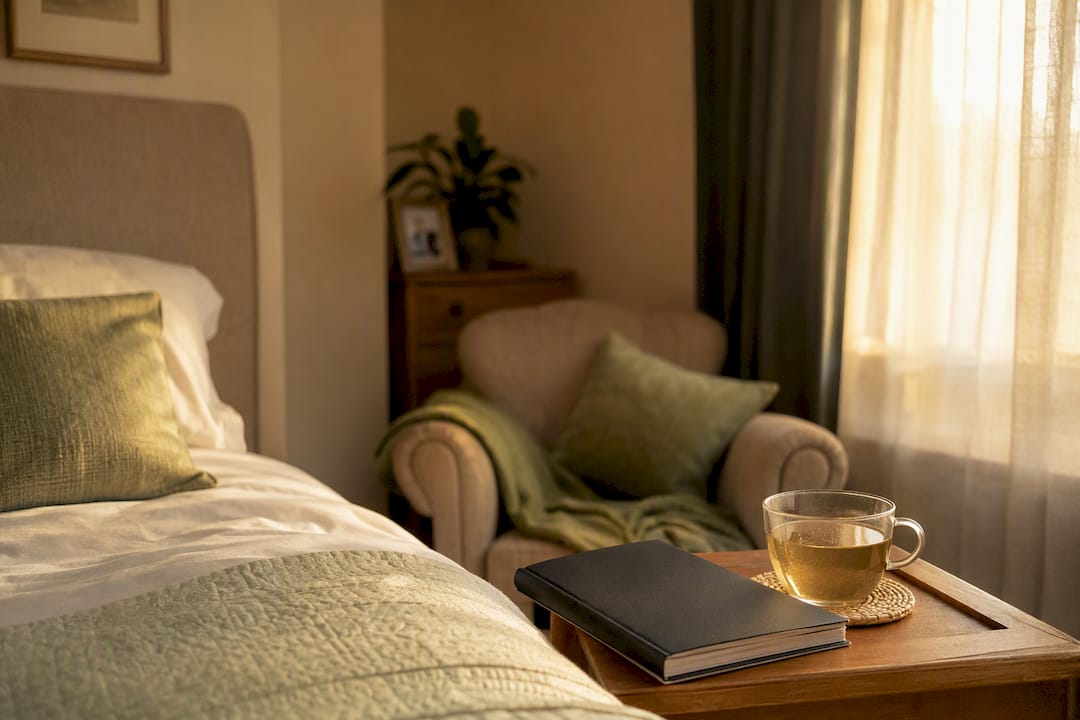 Home care plan materials in living room