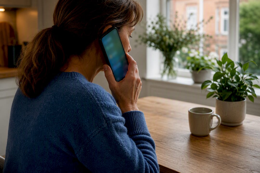 Carer discussing assessment by telephone