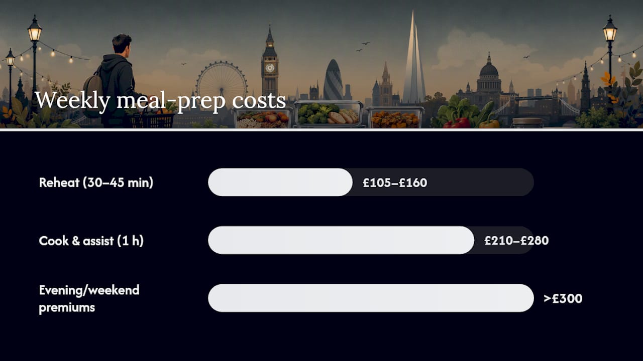 Weekly London meal preparation cost ranges