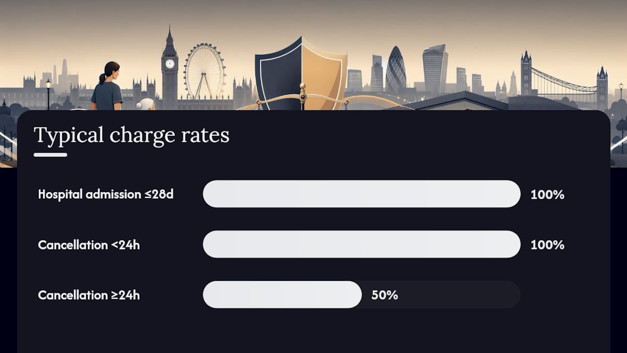 Hospital admission and cancellation fee comparison