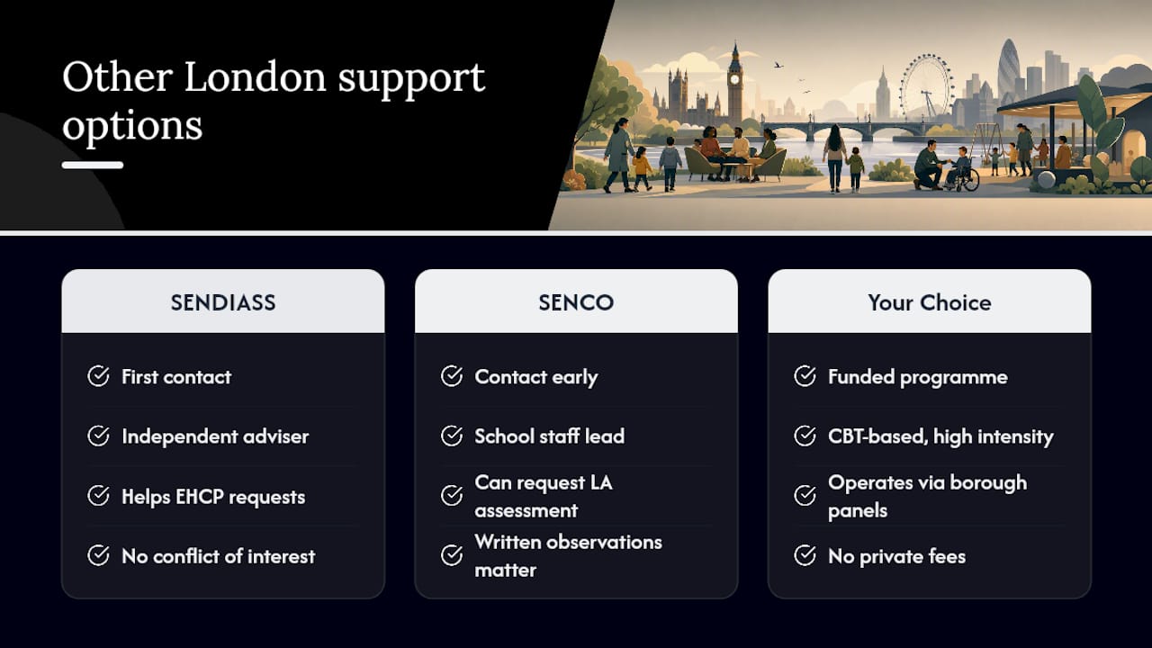 Where else can London families find support? — overview diagram