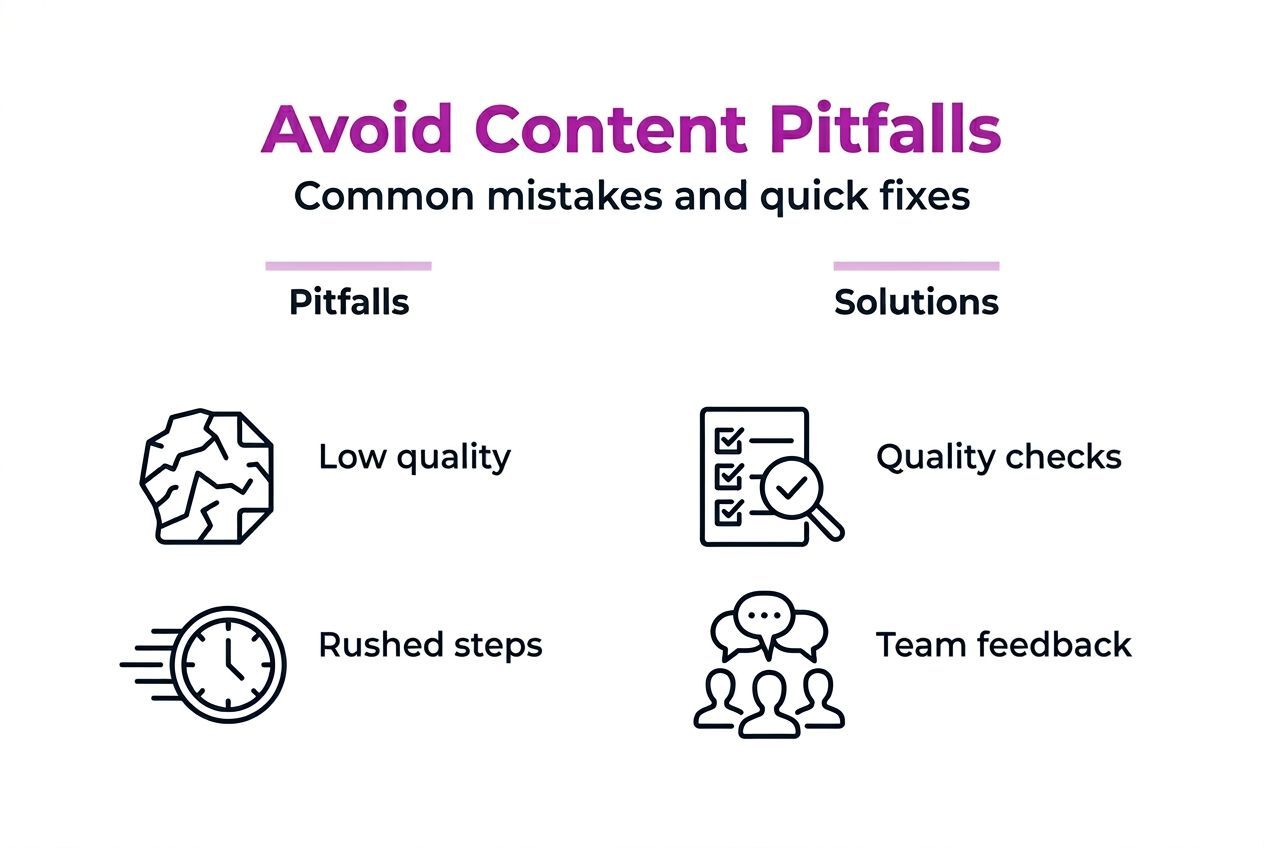 Minimalist infographic of content pitfalls and fixes