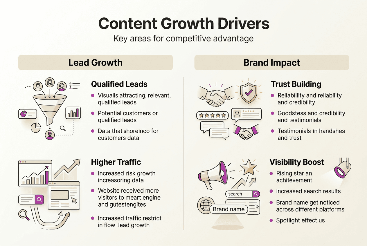Infographic showing content growth drivers and brand impact