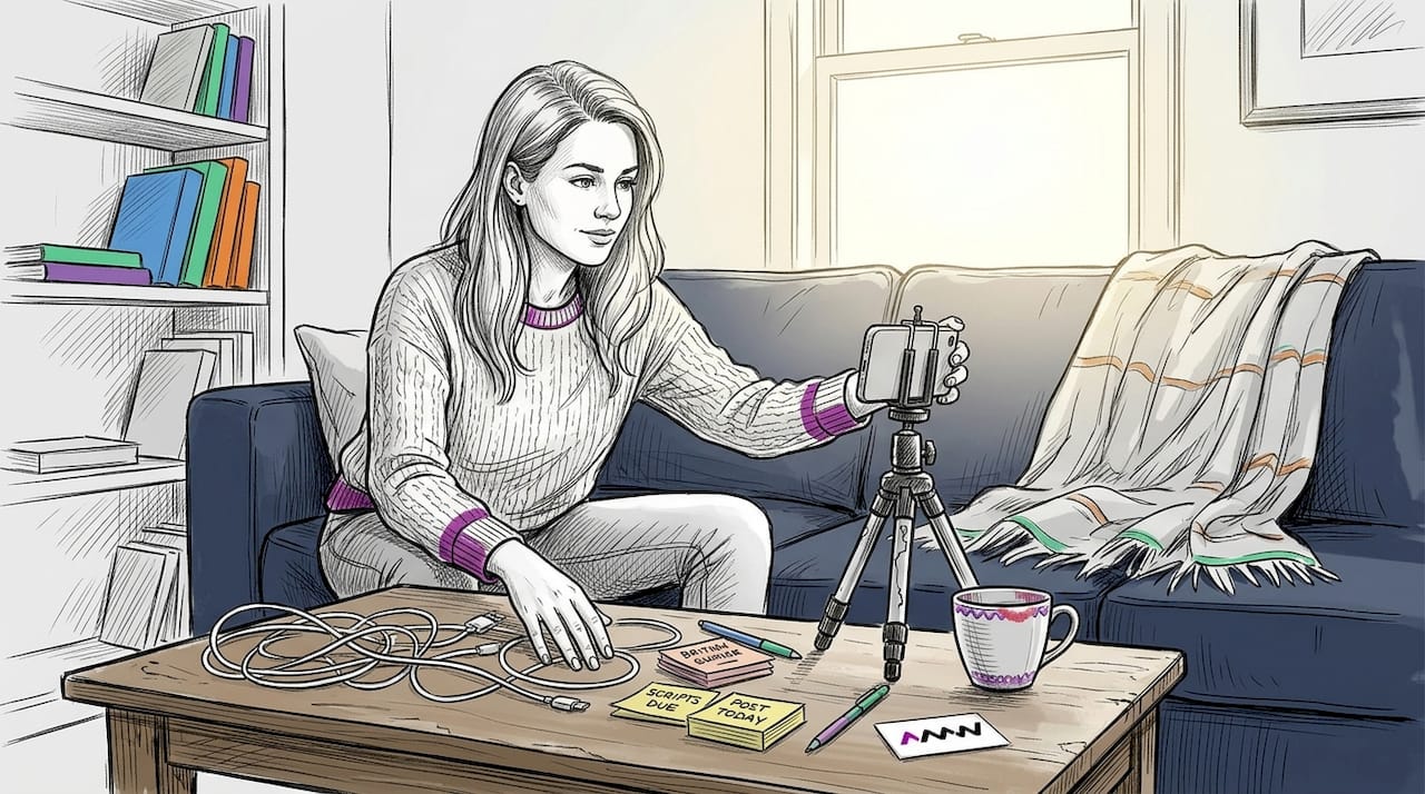 Woman sets up phone for TikTok video