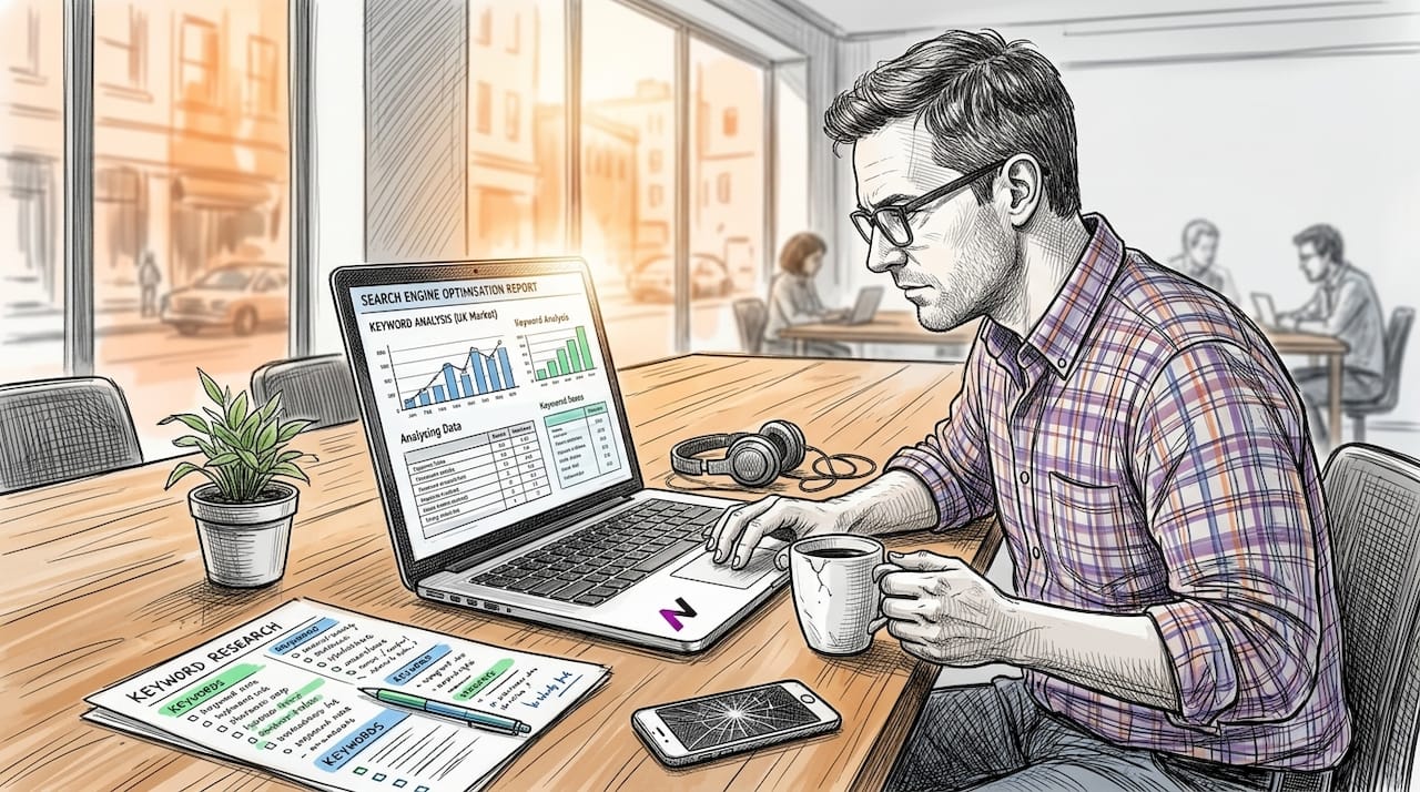 Content strategist reviews SEO traffic data