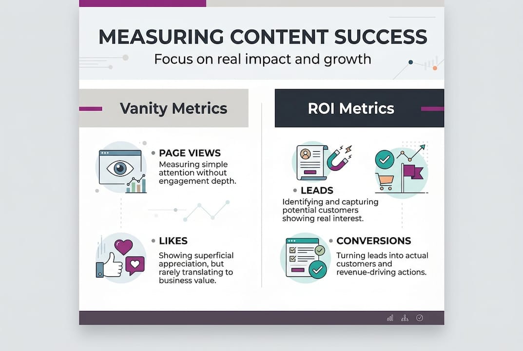 Infographic showing content success metrics comparison