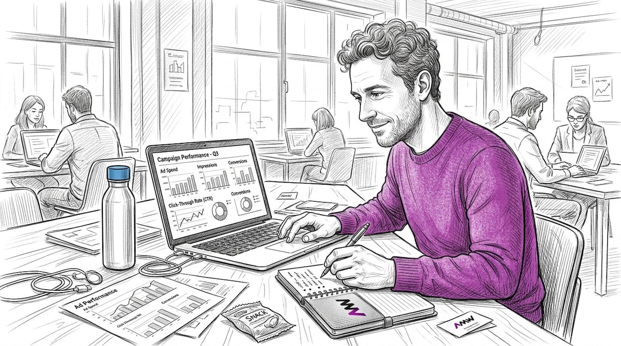 Man reviewing digital campaign results