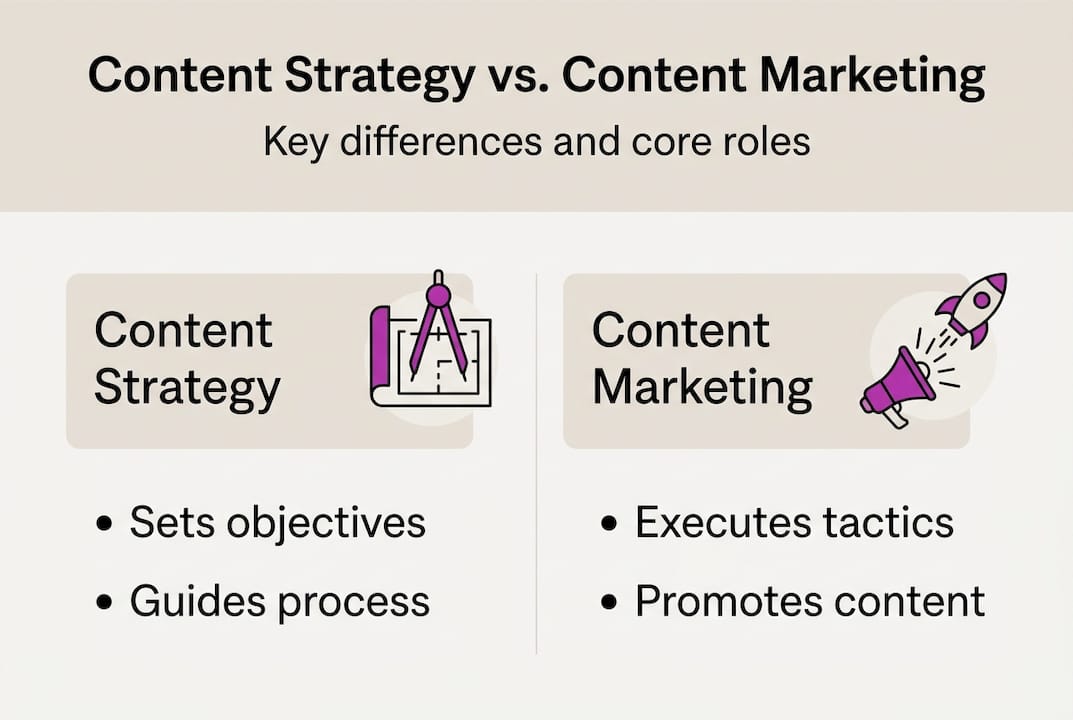 Infographic comparing content strategy and marketing