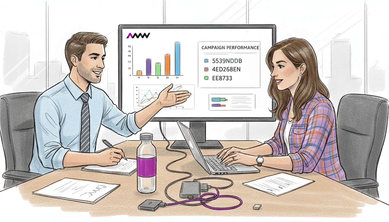 Team reviewing marketing campaign analytics