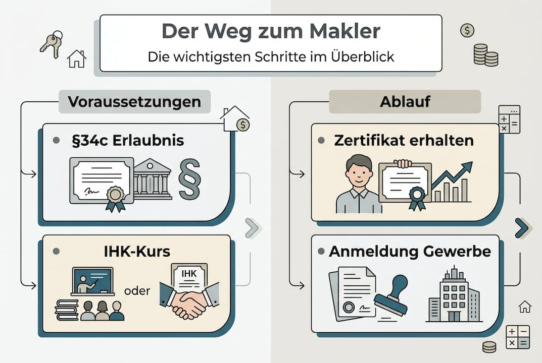 Infografik: So gelingt der Quereinstieg als Immobilienmakler