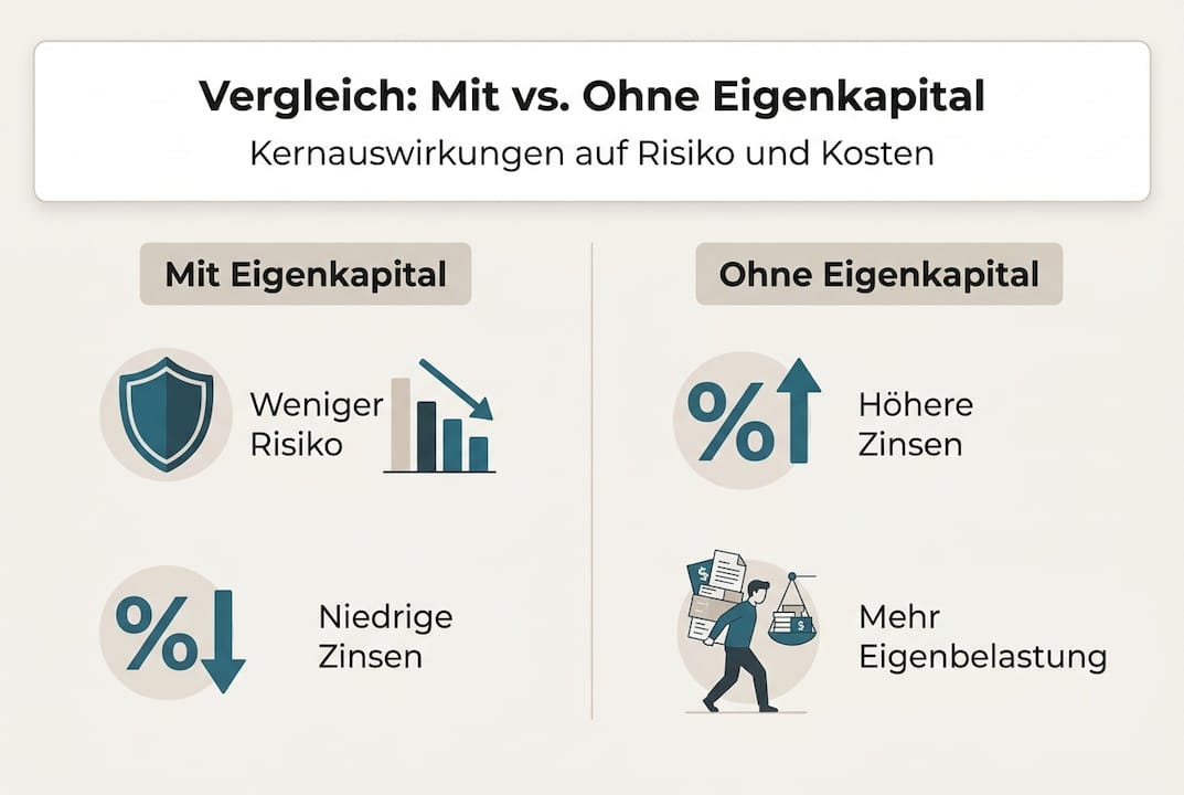 Infografik: Immobilienfinanzierung im Vergleich – mit und ohne Eigenkapital