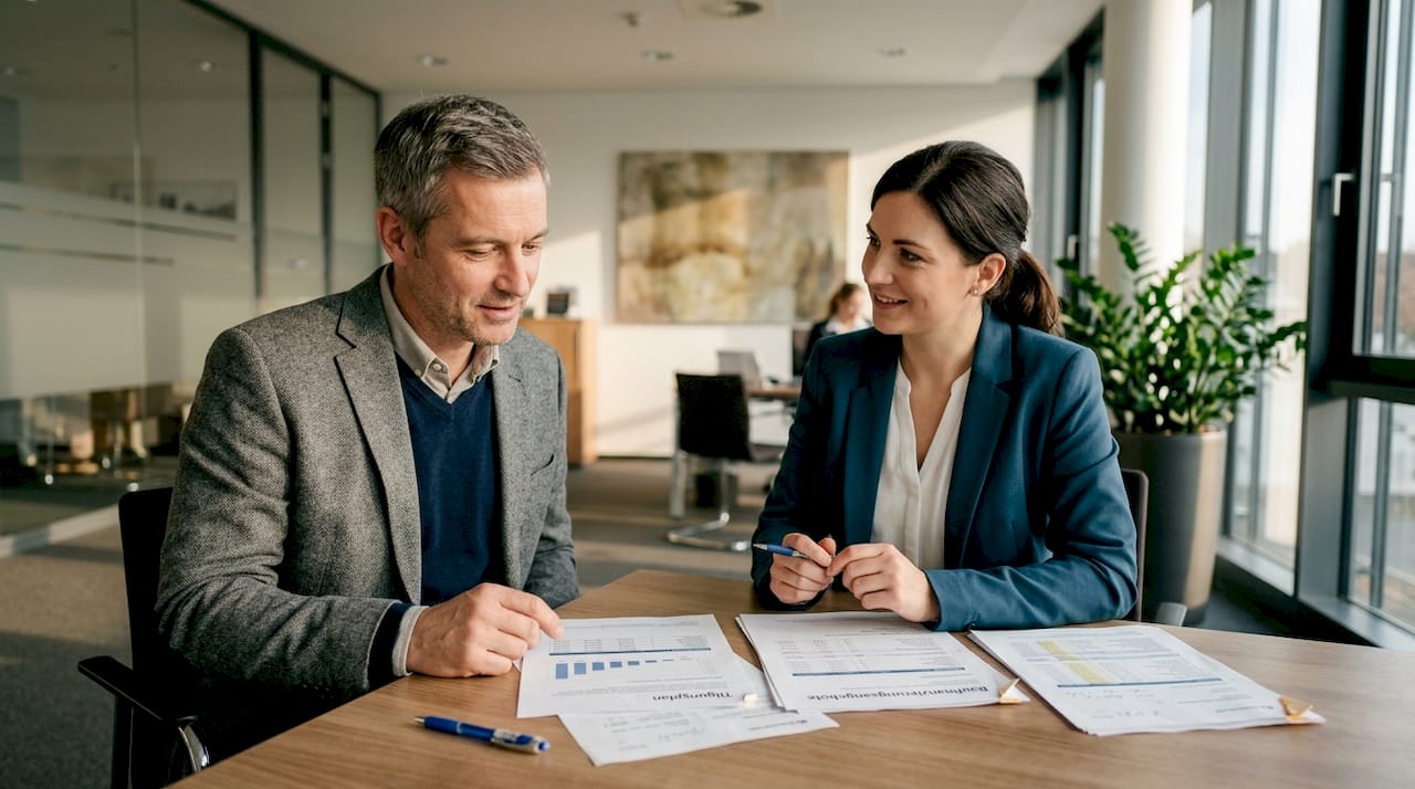 Beratungsgespräch bei der Bank zur Baufinanzierung