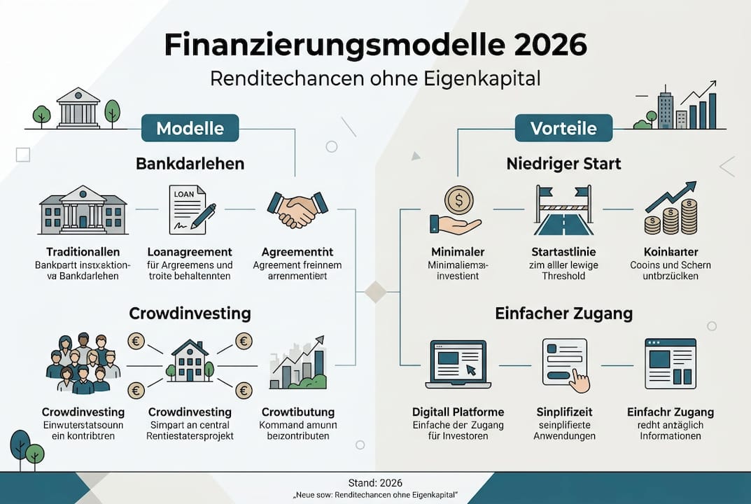Infografik: Welche Finanzierungswege gibt es ohne Eigenkapital und welche Vorteile bieten sie?