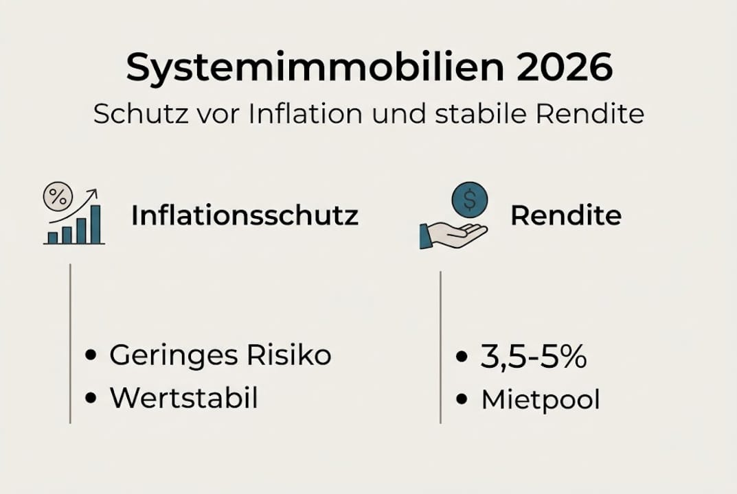 Infografik: Systemimmobilien – Sicher investieren und solide Erträge erzielen