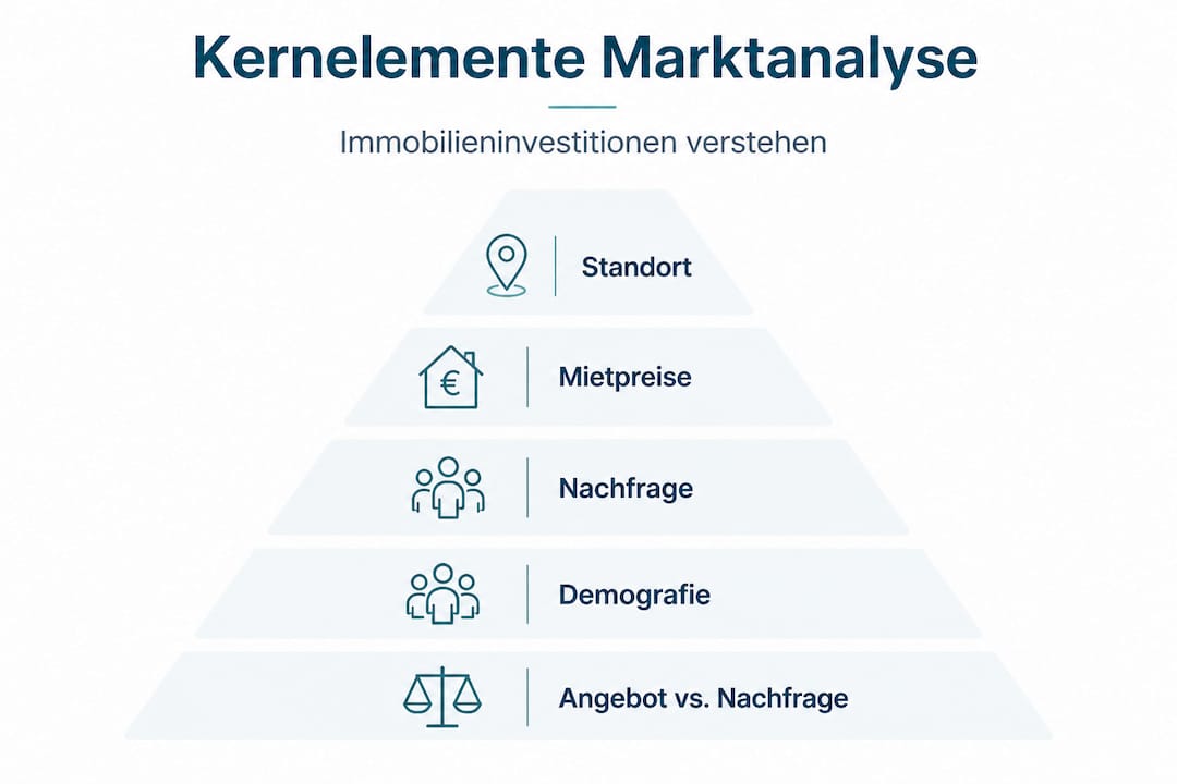 Infografik: Wichtige Bausteine einer Analyse des Immobilienmarkts