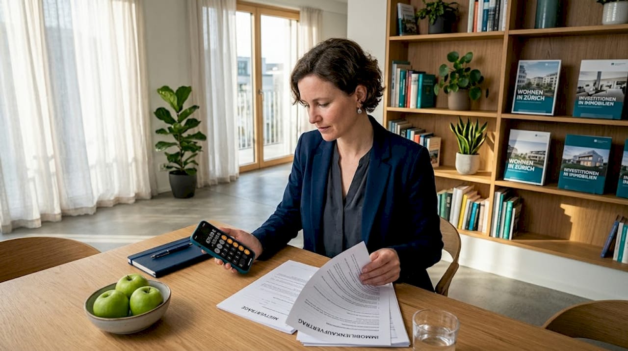 Am Küchentisch rechnet eine Investorin ihre Mietrendite durch