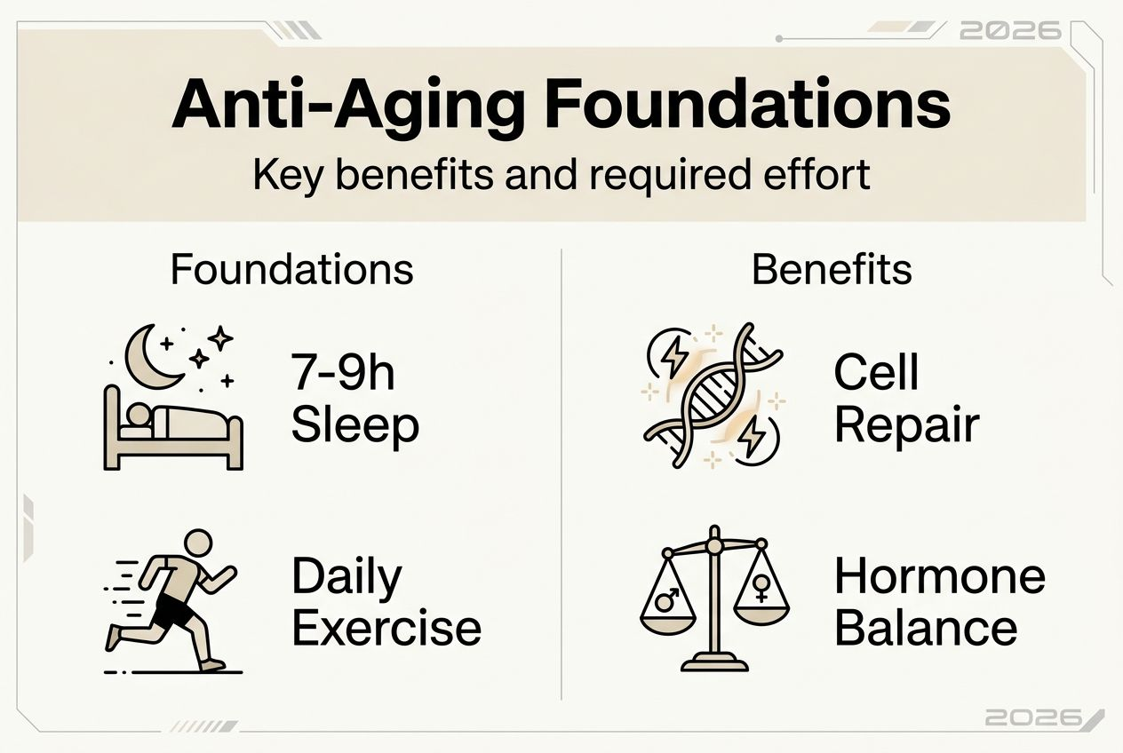 Anti-aging foundations and benefits infographic