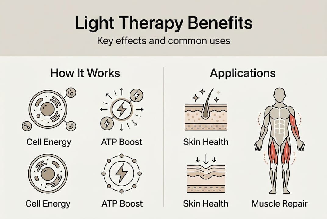 Infographic outlining light therapy science and uses