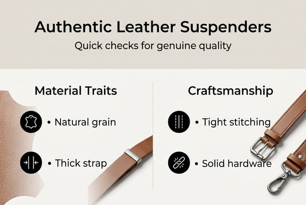 Infographic on key traits for real leather suspenders