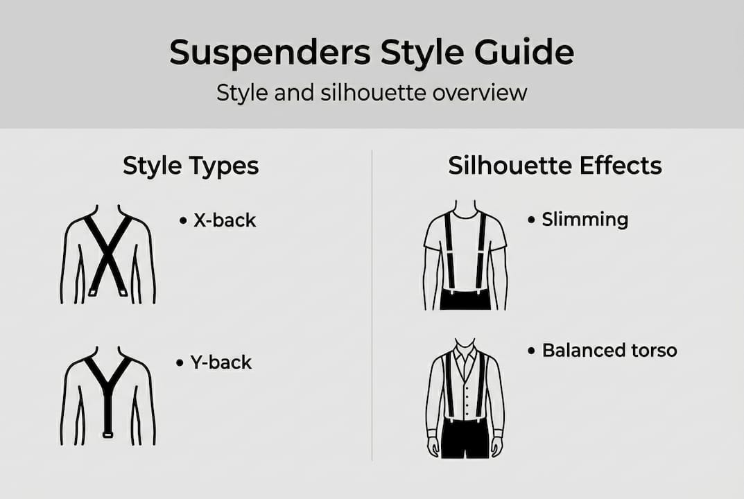 Infographic shows suspenders styles and silhouette