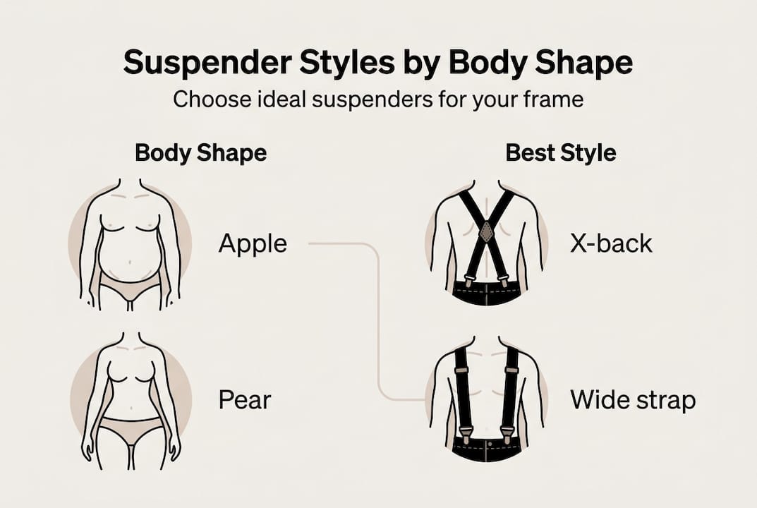 Infographic suspenders for different body shapes
