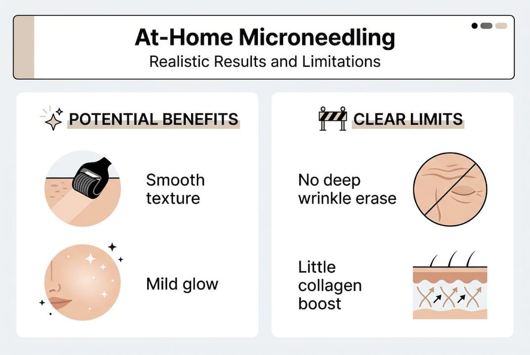 Infographic on at-home microneedling benefits and limits