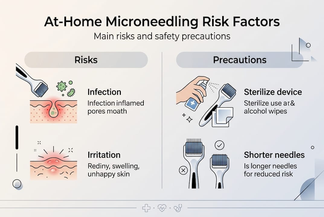 Infographic showing microneedling risks and safety tips