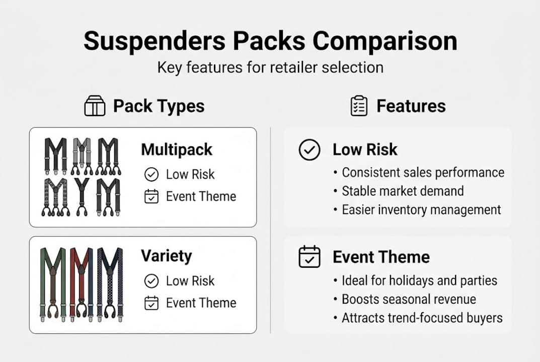 Infographic comparing suspenders pack types