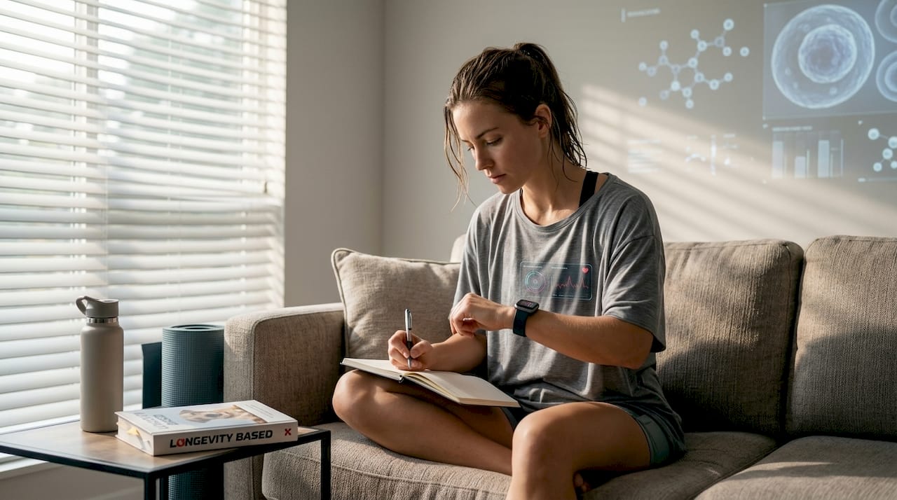 Woman tracking recovery after cold plunge