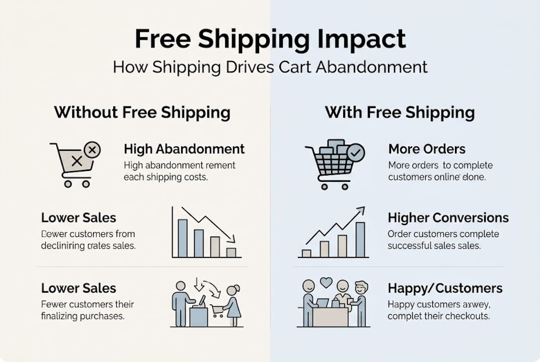 Infographic on how free shipping boosts conversions