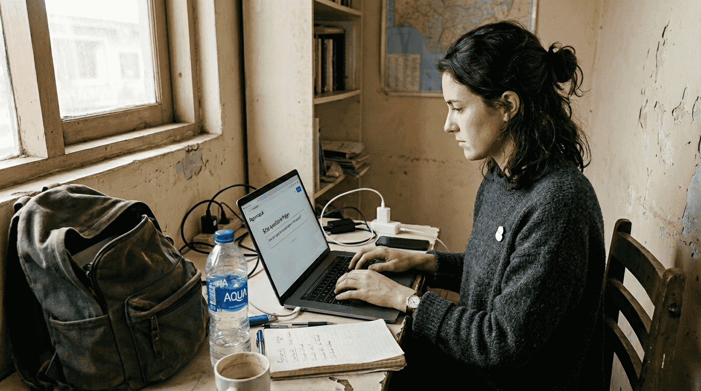 Woman using Papermap.ai tech in workspace