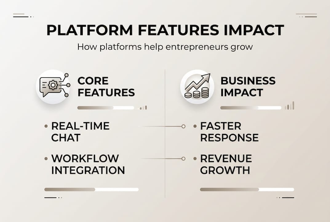 Infographic of platform features and business benefits