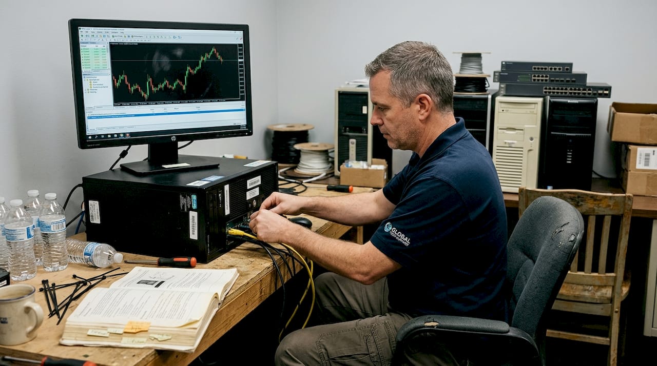 Engineer maintaining stable MT4 trading hardware