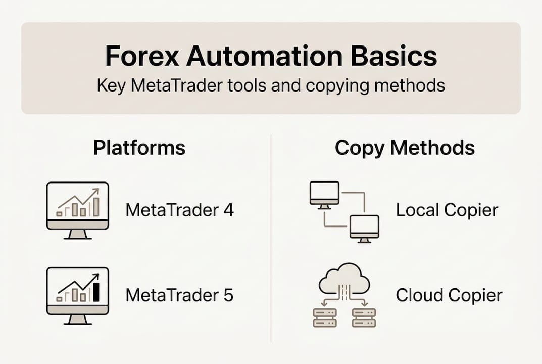 Infographic MetaTrader automation platforms and copy methods
