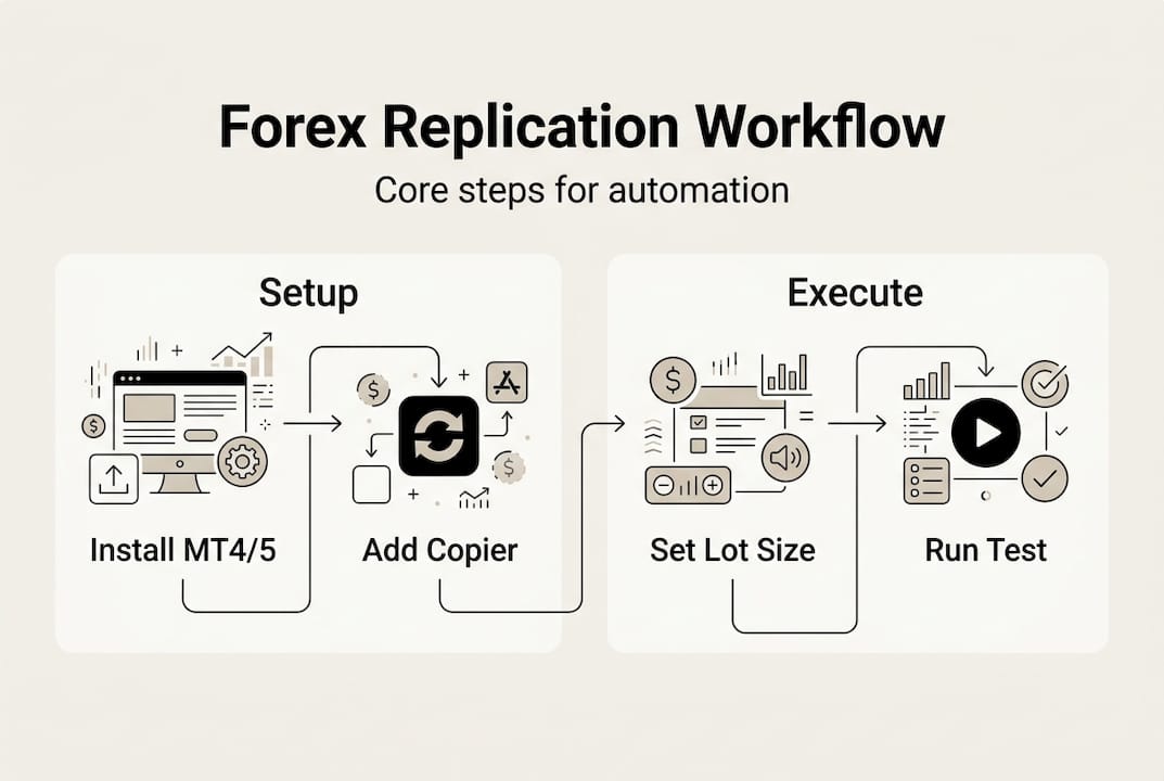 Infographic showing core forex workflow steps