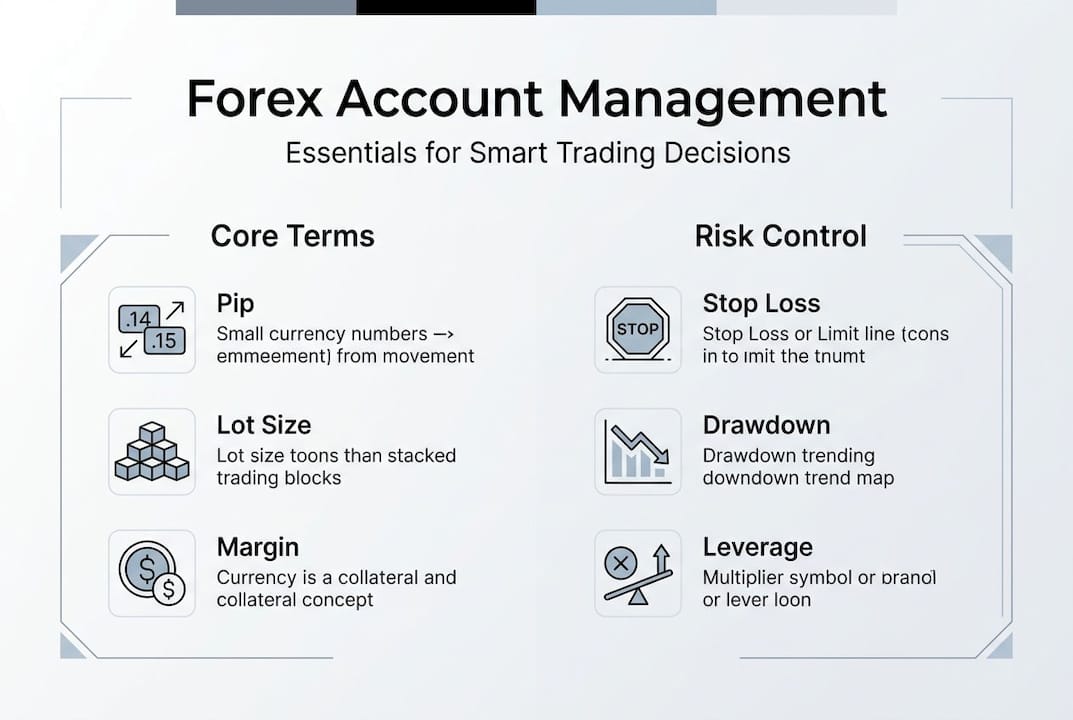 Infographic of core forex terms and risk controls